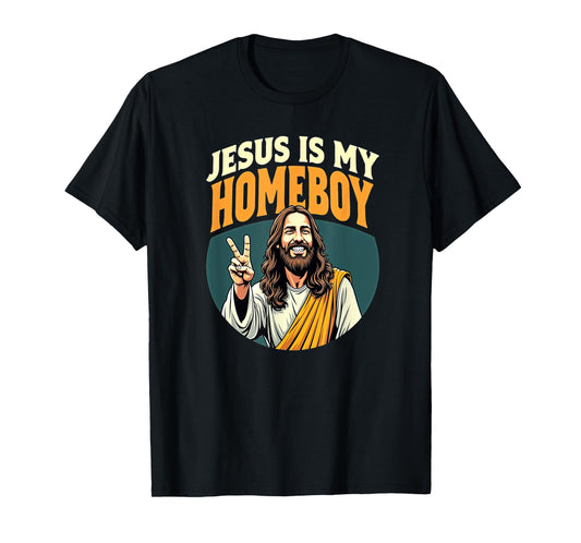 Tennessee Merchant Unisex Adults Jesus Is My Homeboy T-Shirt, Black, Small, Short Sleeve