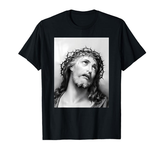 Vintage Face Of Jesus With Crown Rose Jesus Christ T-Shirt