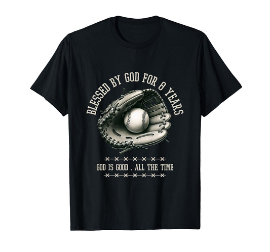 Kids Blessed by God for 8 Years Old Baseball 8th Birthday Gifts T-Shirt