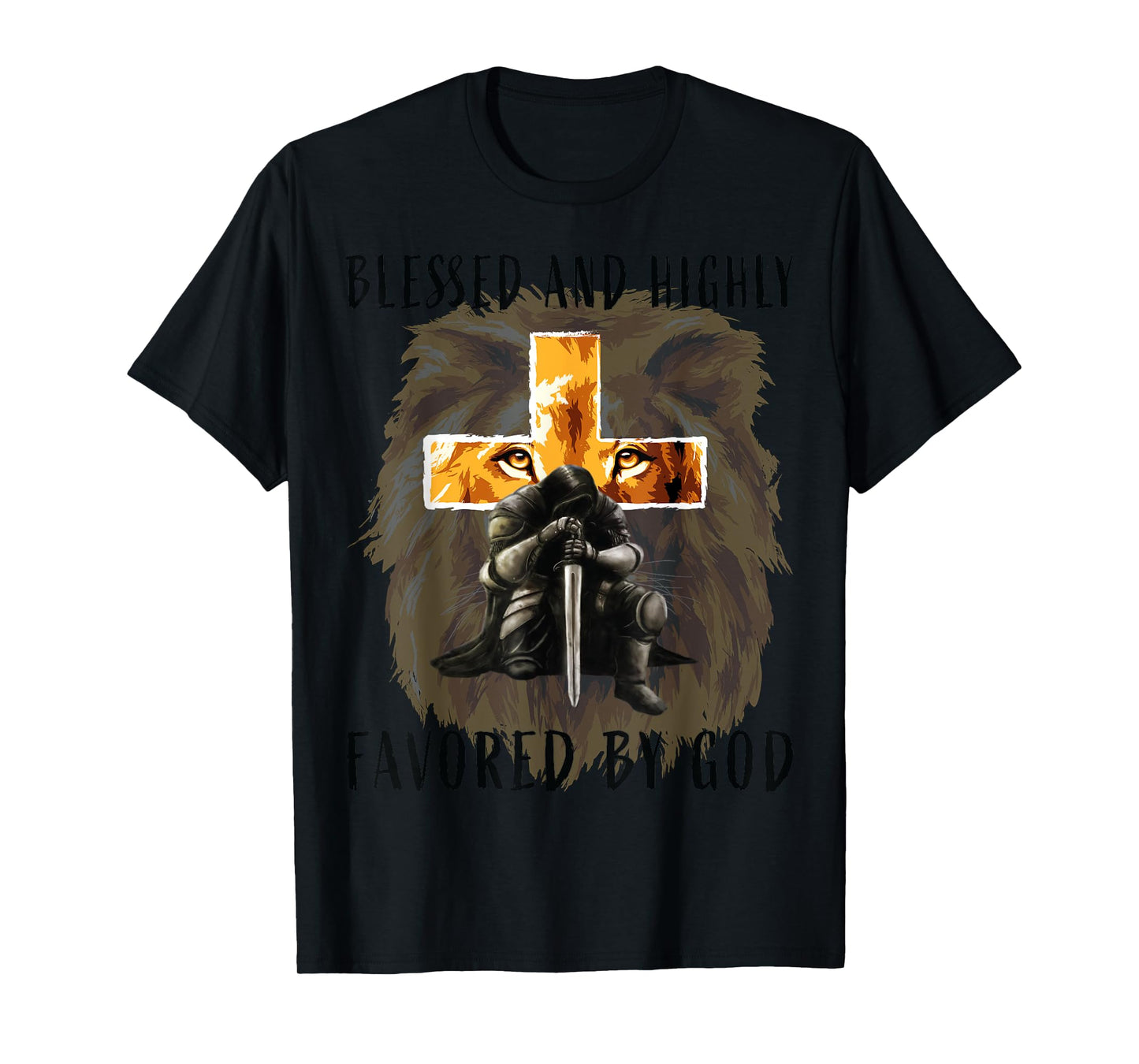 Blessed Favored Christian Religious Messages Lion Saying Men T-Shirt