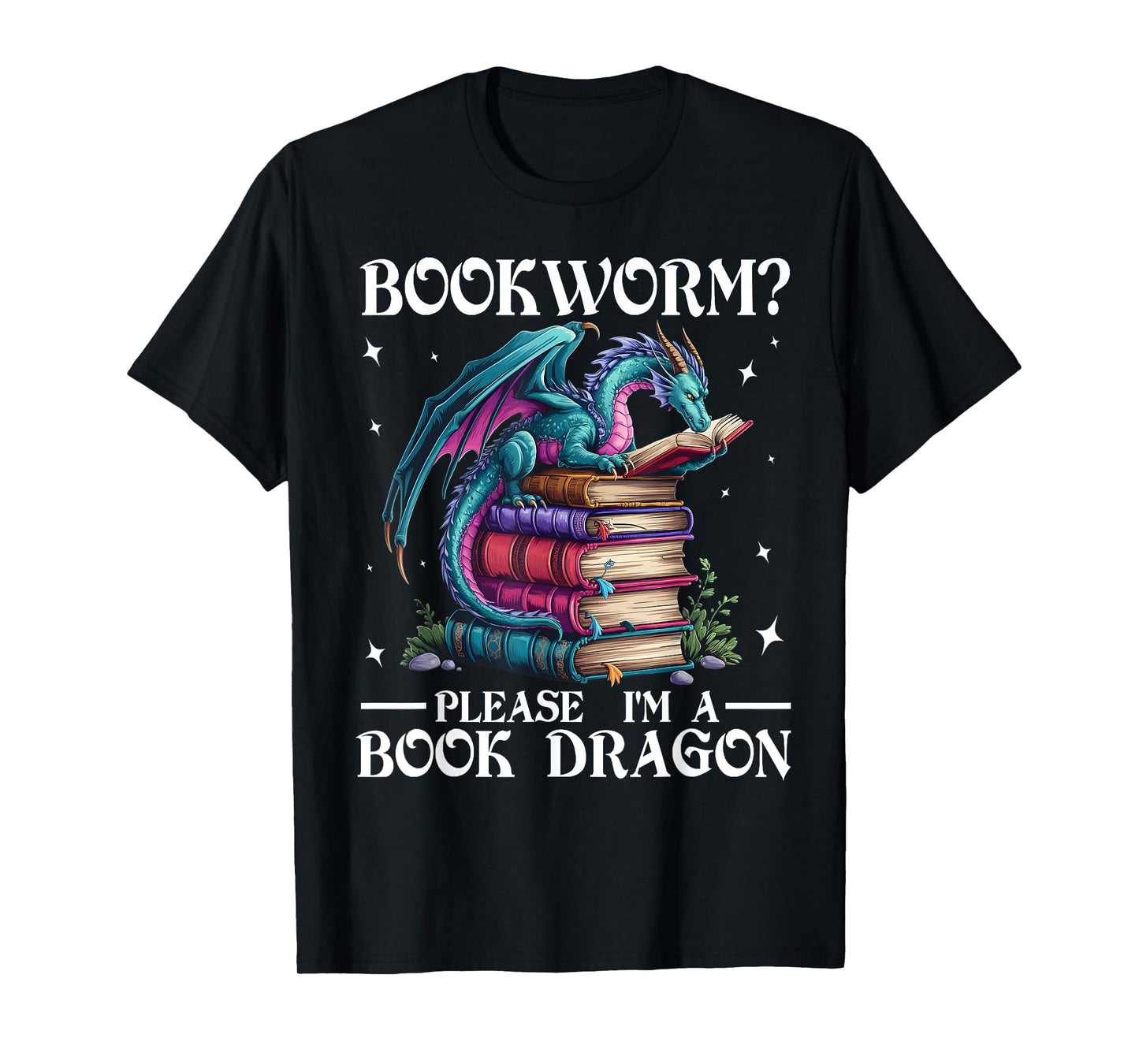 Bookworm Please I'm A Book Dragon Funny Blue Dragon T-Shirt