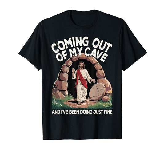 Funny Easter Jesus Coming Out of My Cave Retro Humor Easter T-Shirt