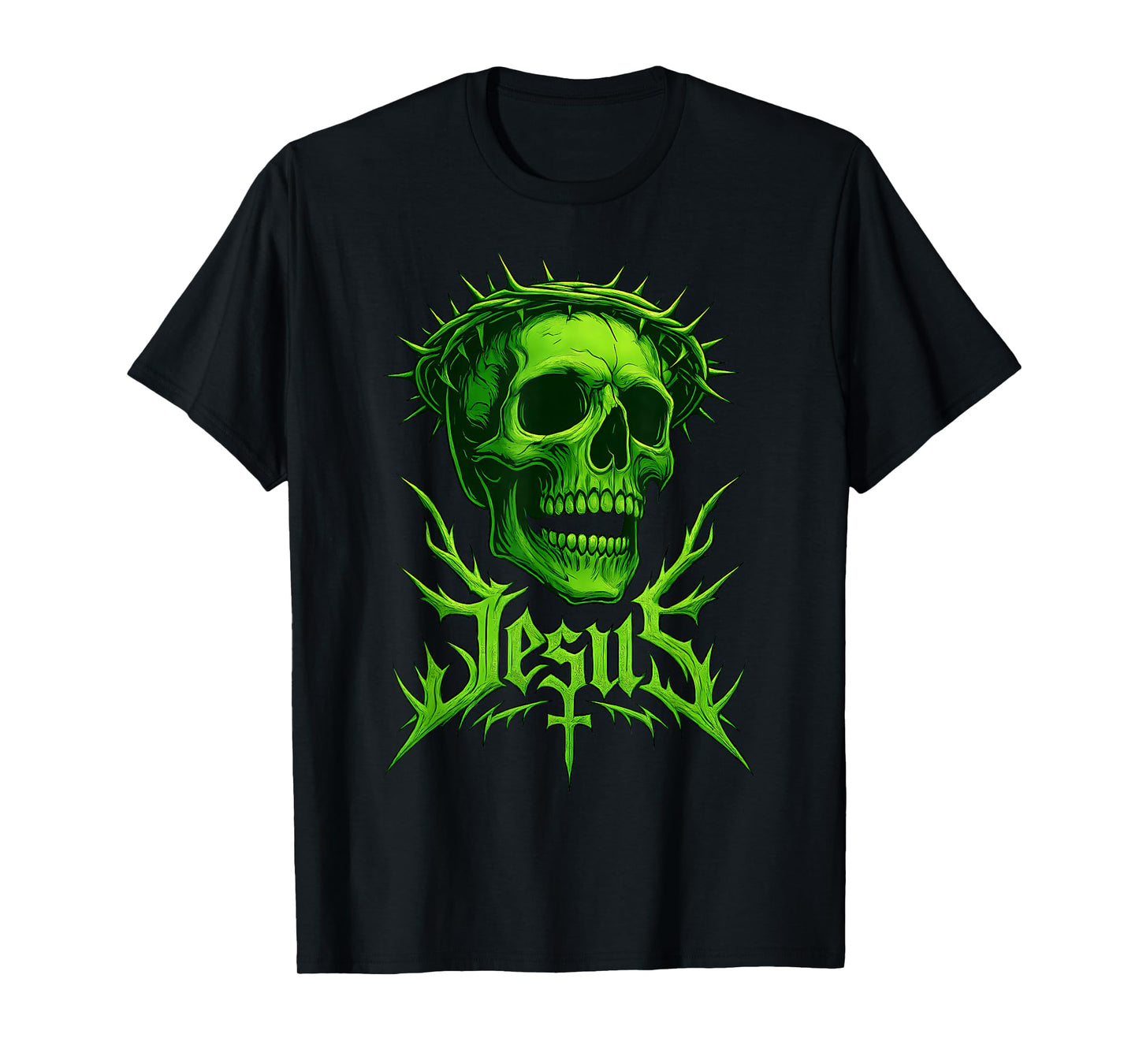 Jesus Skull Crown Christian Gothic Christcore Metal Style T-Shirt