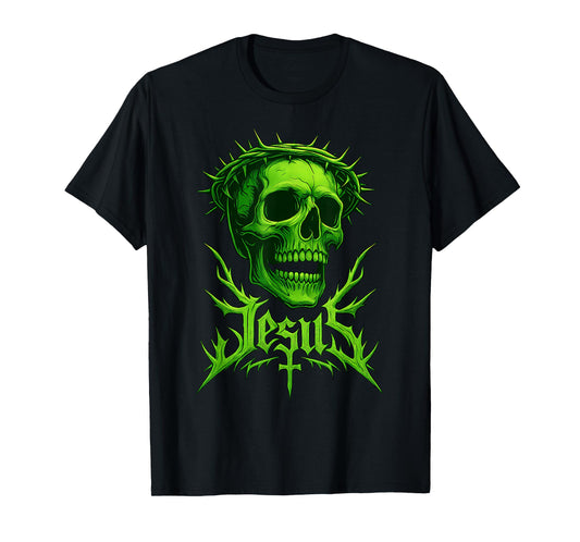 Jesus Skull Crown Christian Gothic Christcore Metal Style T-Shirt