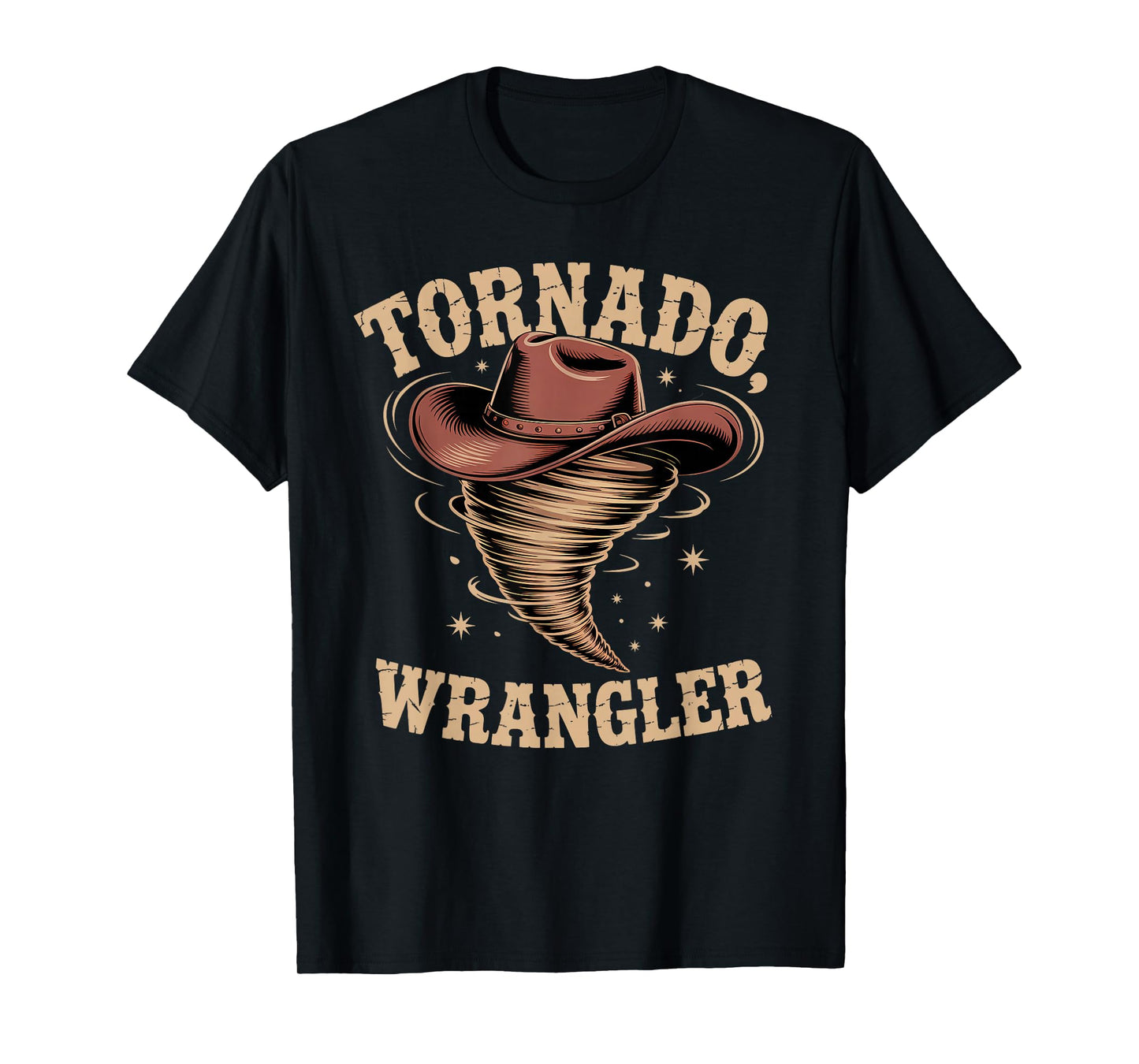 Tornado Wrangler Bold Western Cowboy Graphic Design Vintage T-Shirt