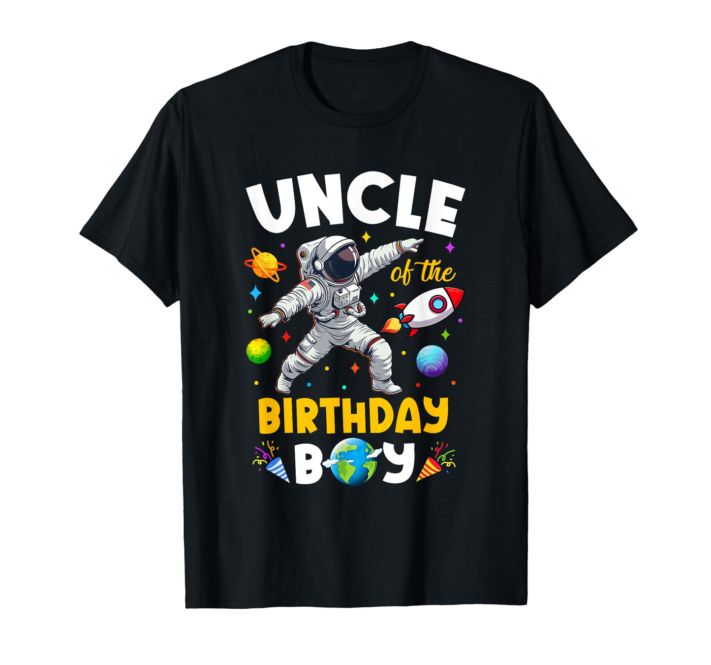 Uncle Of The Birthday Boy Astronaut Outer Space Birthday T-Shirt