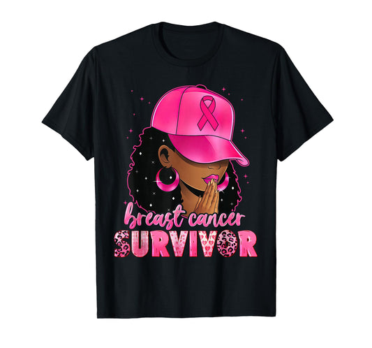 Breast Cancer Survivor Black Women Afro African Christian T-Shirt