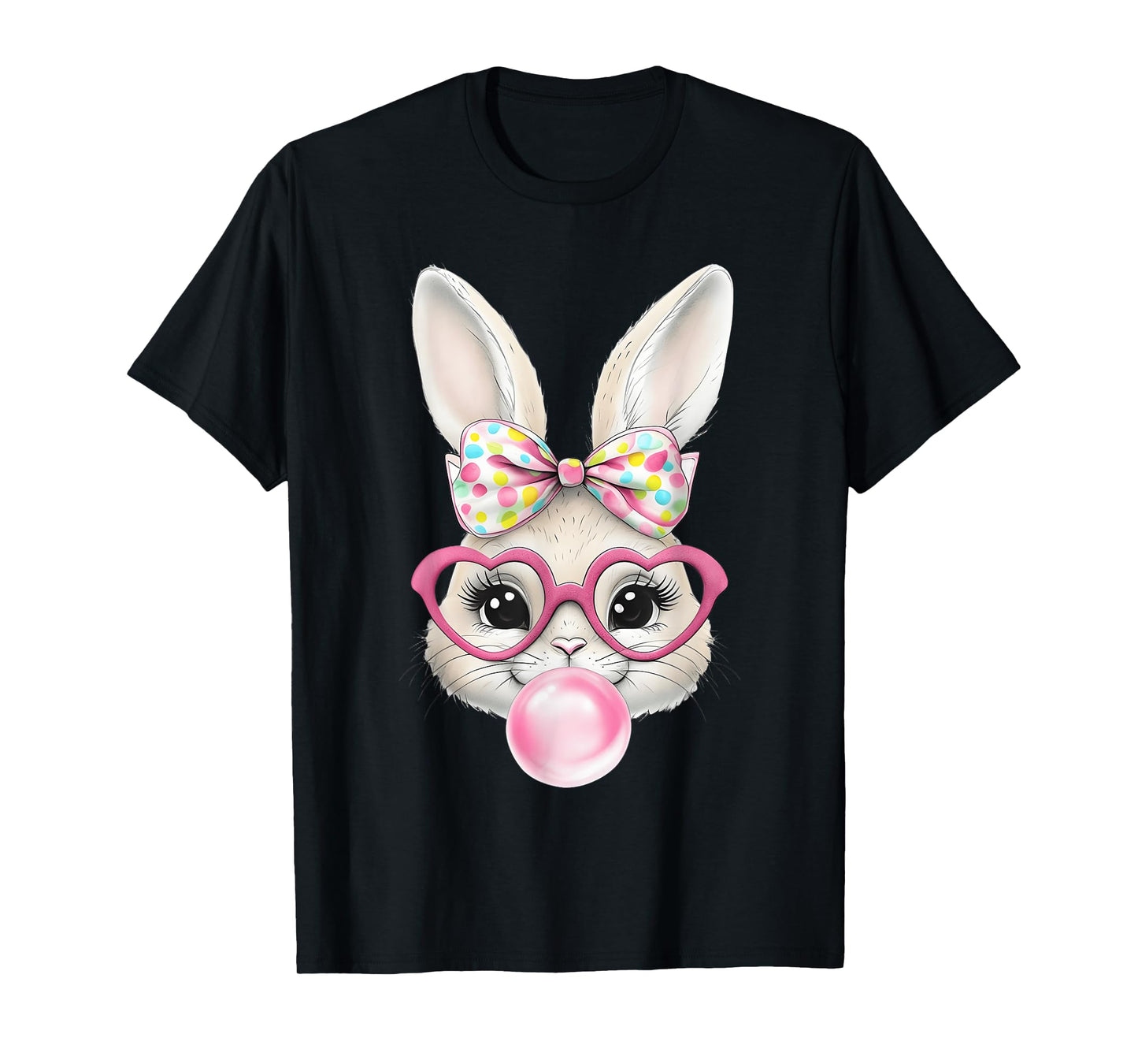 Cute Bunny Rabbit Face Coquette Bow Easter Day Girls Women T-Shirt