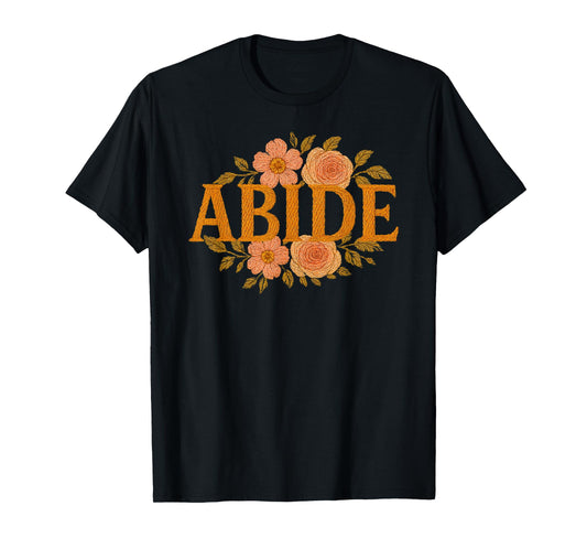 Christian Faith Floral Embroidery Jesus God Lover Abide T-Shirt