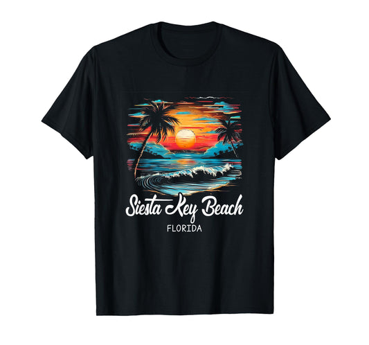Family Vacation Retro Sunset Florida Siesta Key Beach T-Shirt