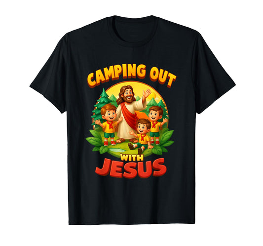 Camping Out with Jesus Summer Camp VBS Christian Faith Kids T-Shirt