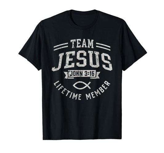 Vintage Team Jesus John 3_16 Lifetime Member God Christian T-Shirt