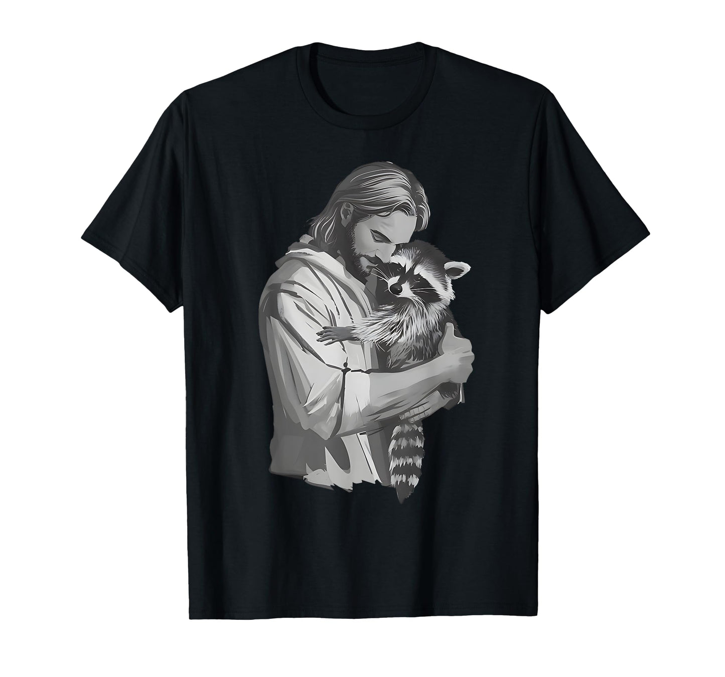 Racoon Lover Trash Panda Christian Jesus Holding A Raccoon T-Shirt