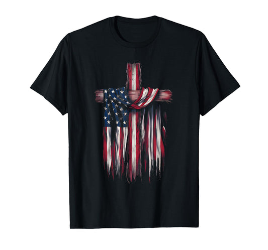 USA Flag Religious Quote 4th of July Christian Faith Women Men T-Shirt
