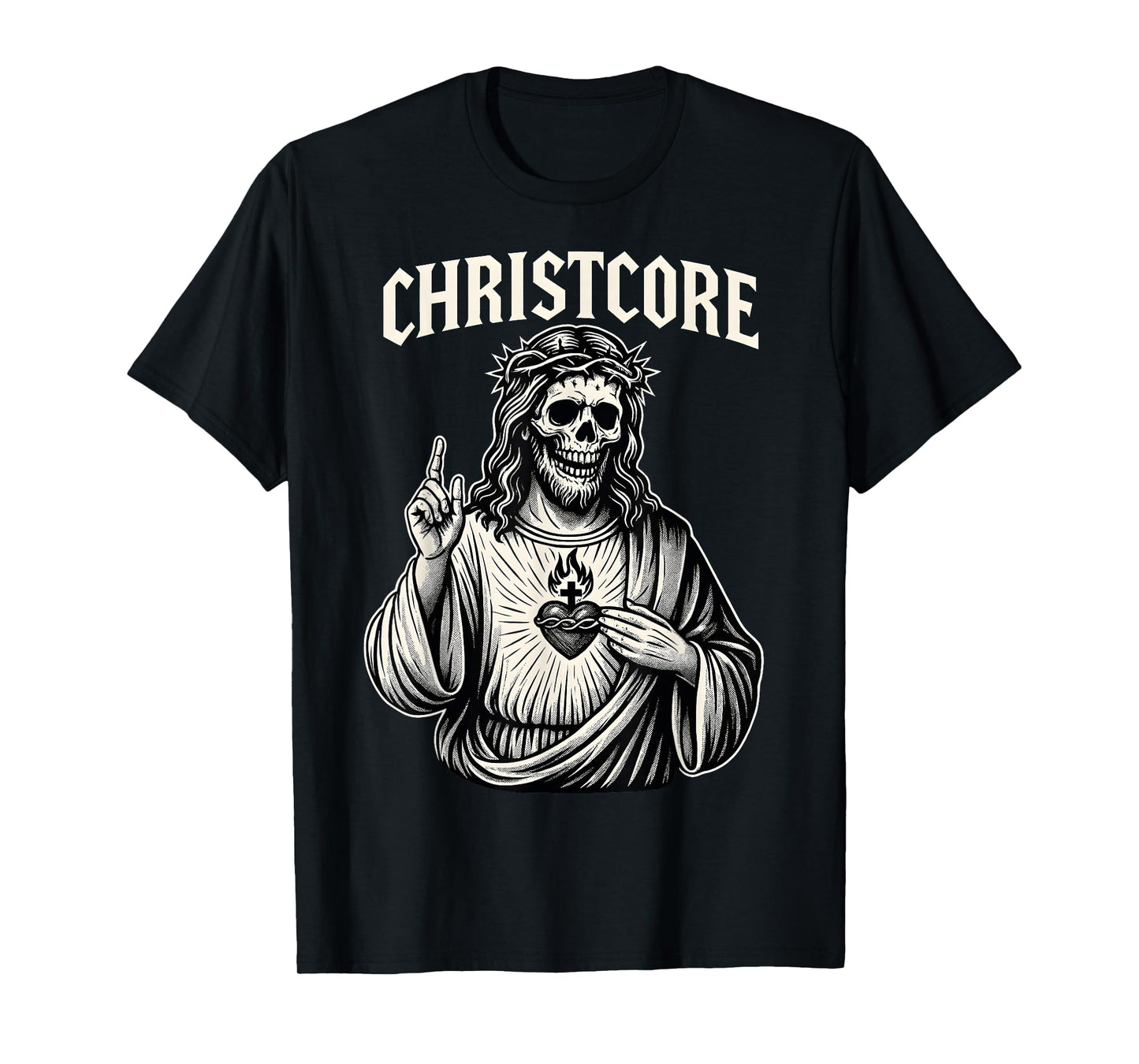 Christcore Skull Jesus Sacred Heart Christian Metal Gothic T-Shirt