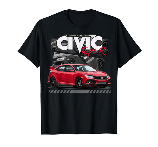 Civic Type R FK8 Japanese Car T-Shirt, Small, Black