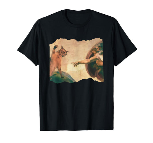 Funny Cat Swatting God's Hand Parody Cat The Divine Swipe T-Shirt for Men Women
