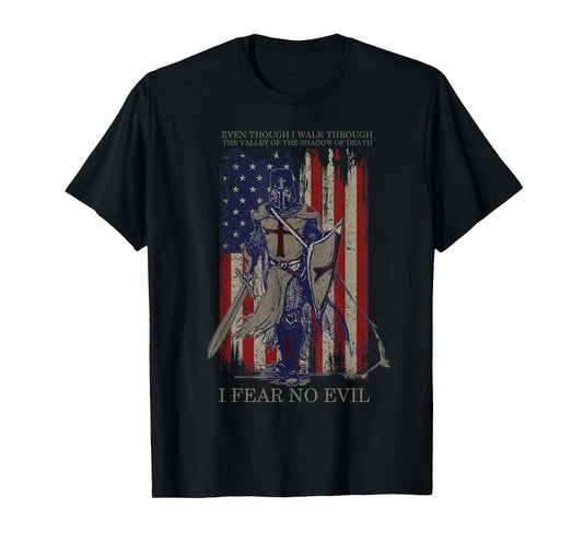 The Christian Soldier T-shirt "I Fear No Evil" American Flag T-Shirt