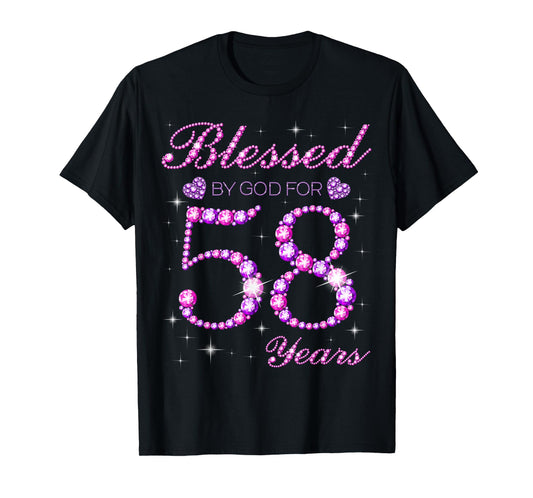 Blessed by God for 58 Years Old 58th Birthday Party T-Shirt