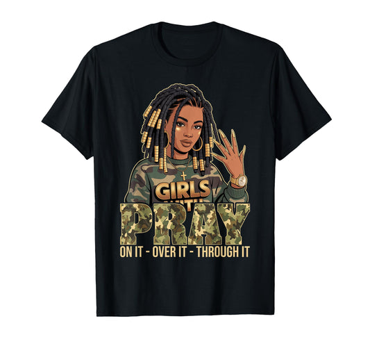 Pray On It Pray Over It Black Woman Loc'd Christian Women T-Shirt