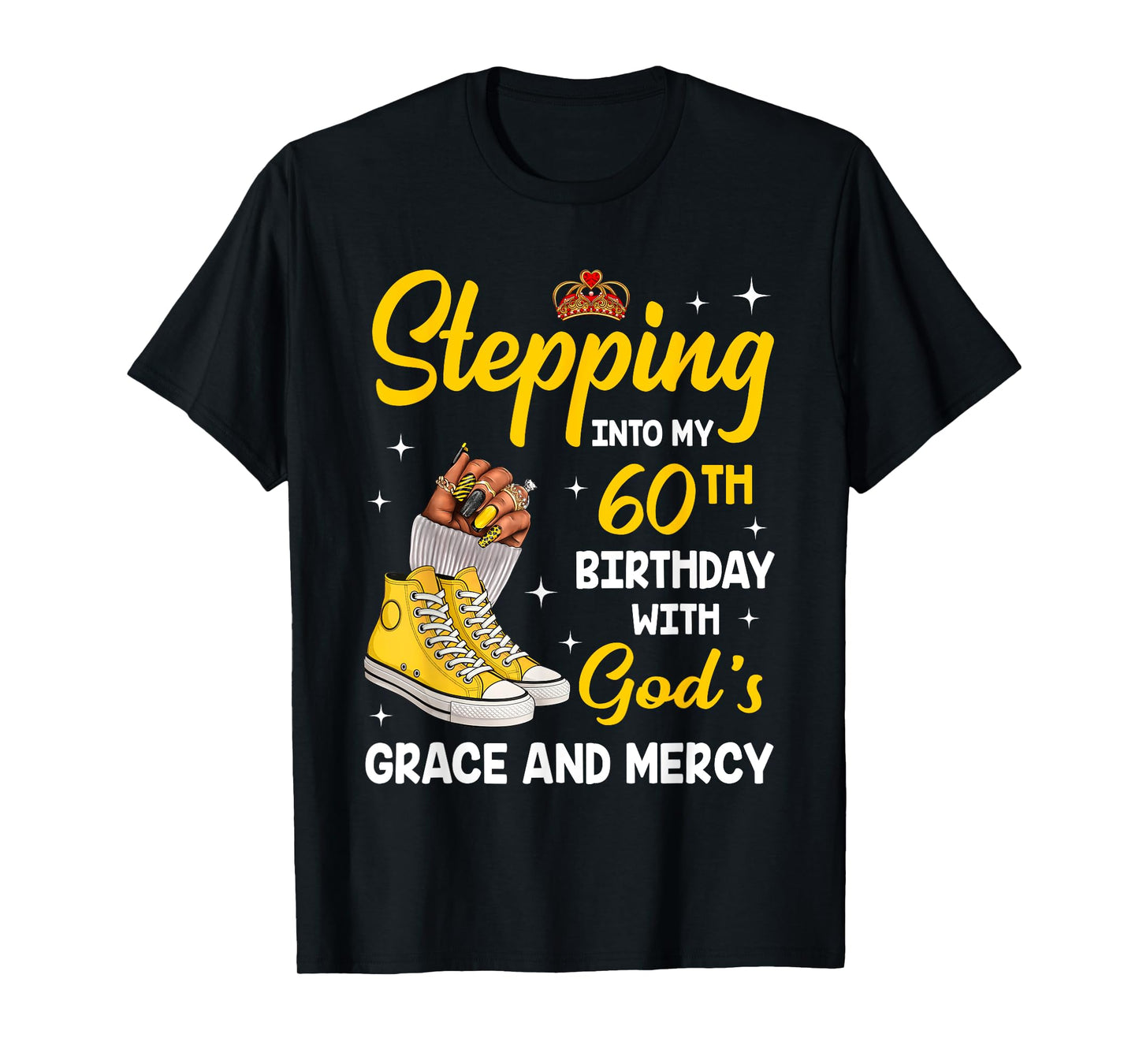Stepping Into My 60th Birthday Queen Melanin Afro Woman T-Shirt