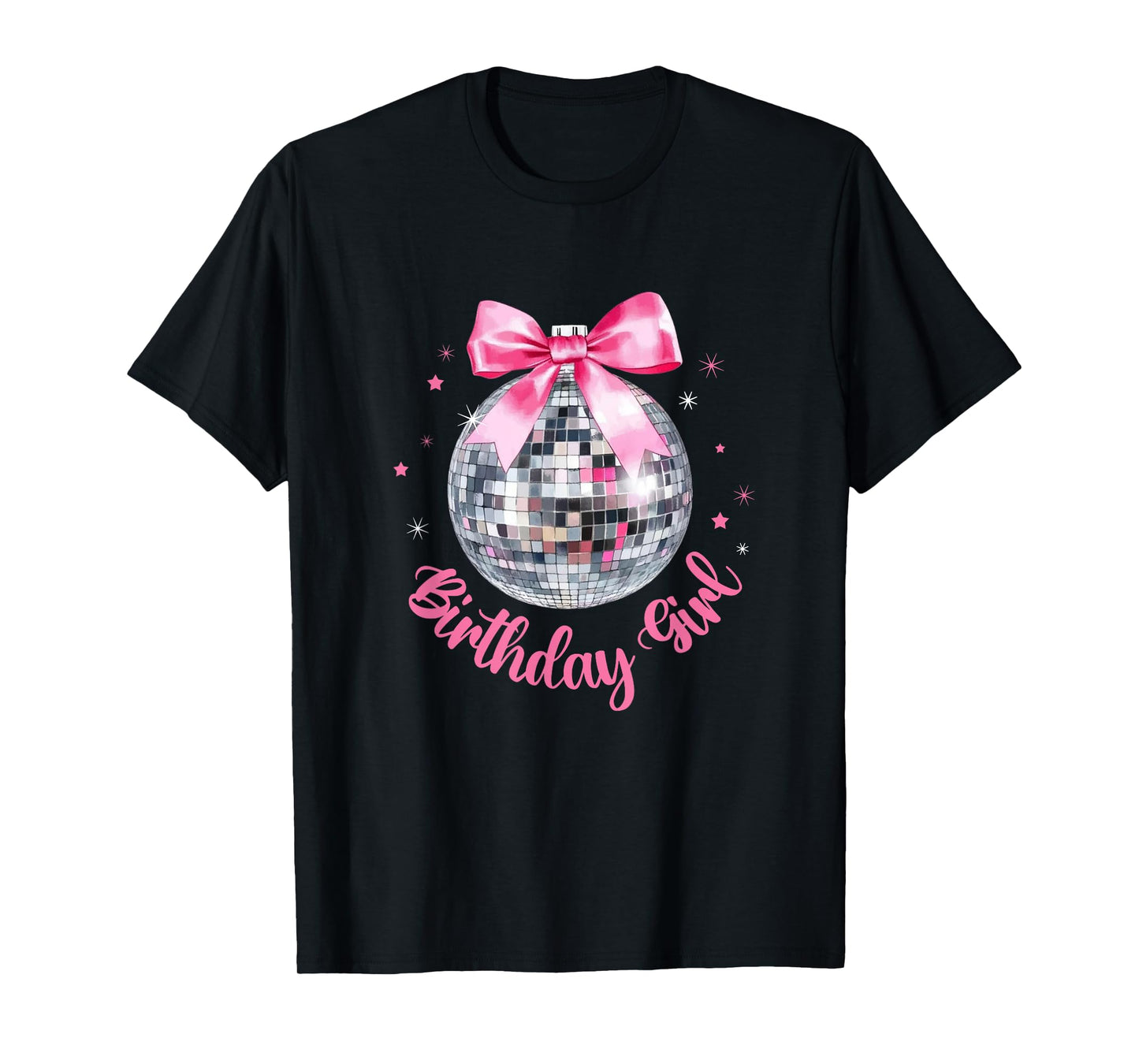 Birthday Girl Coquette Bow Disco Ball Funny Birthday Party T-Shirt
