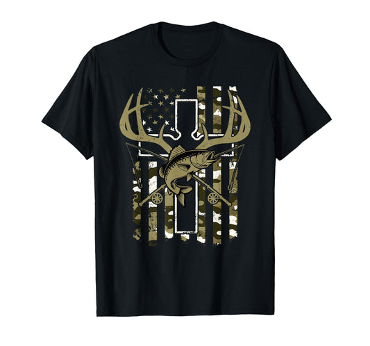 Hunting Fishing Cross Camo Faith Christian Fisherman Hunter T-Shirt