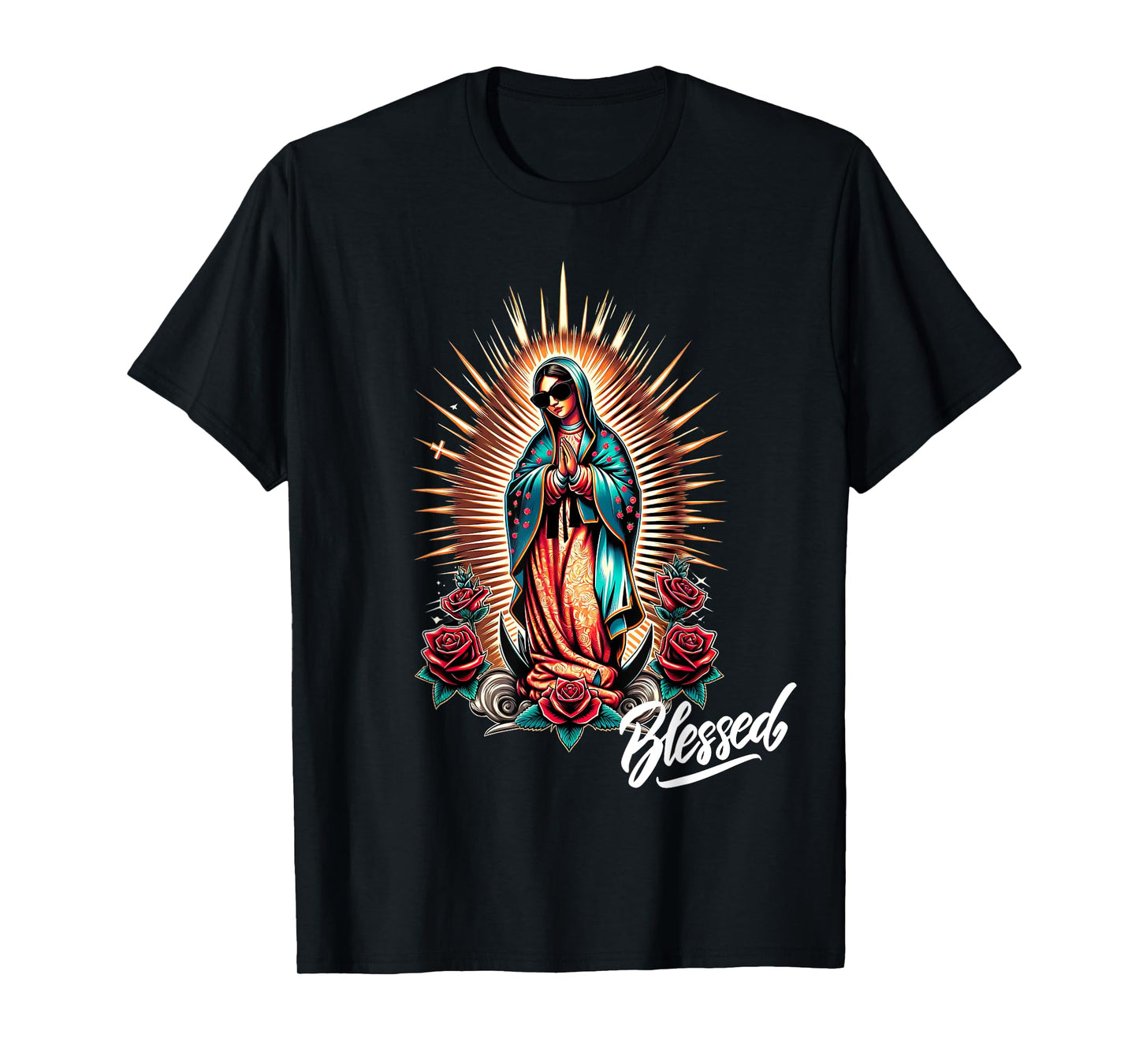 Chicano Latino Mexican Mary Guadalupe Blessed Religious T-Shirt