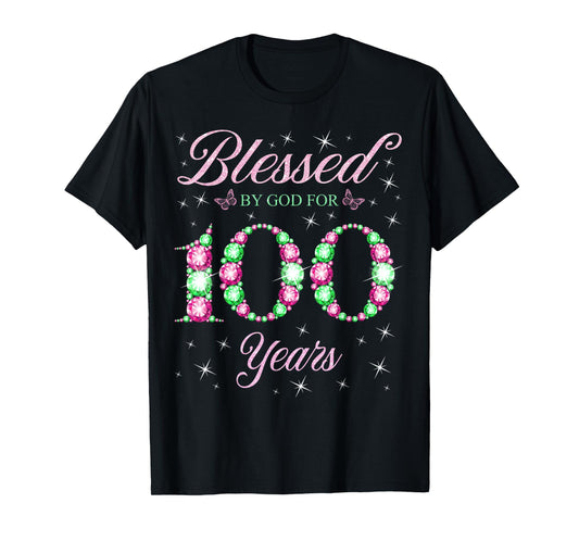 Blessed By God For 100 Years Old 100th Birthday Party T-Shirt