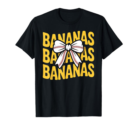 Retro Bananas Last Name Coquette Bow Women Girls kids T-Shirt