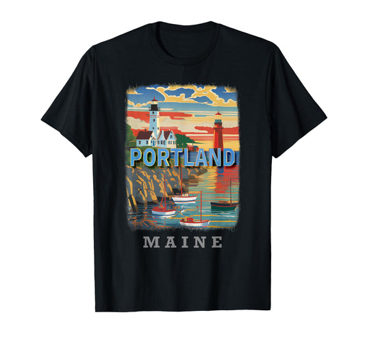 Portland Maine ME Coastal Charm SD719 T-Shirt
