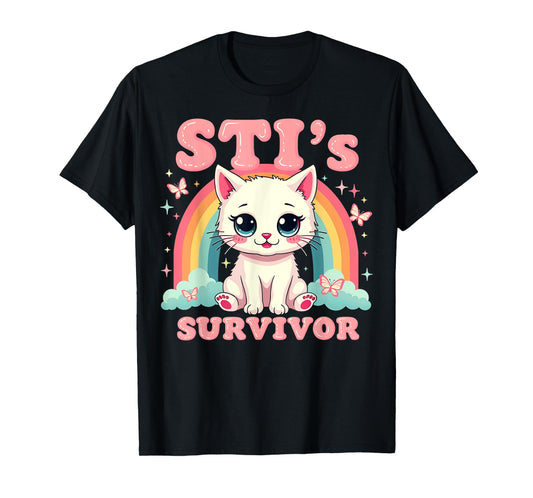 Chlamydia Survivor Cat Funny Adult Humor Inappropriate T-Shirt