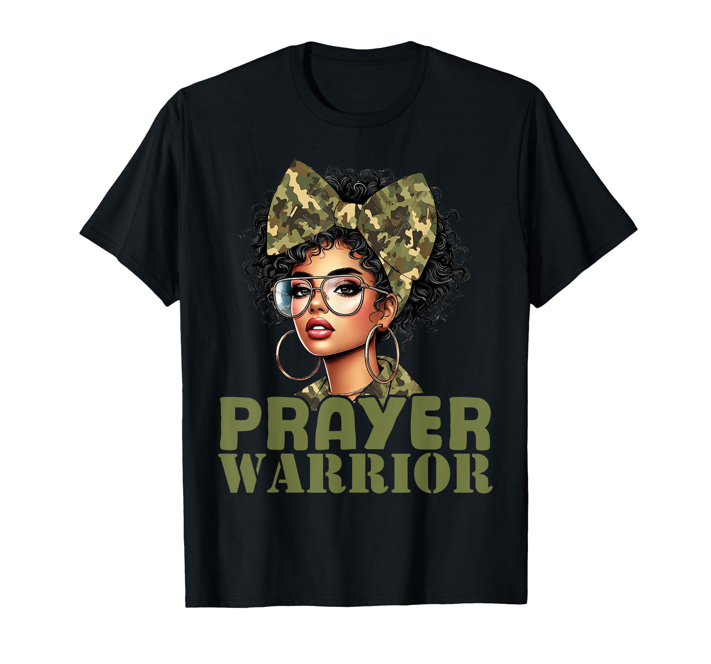 Praying Black Woman Afro Christian Sayings Prayer Warrior T-Shirt