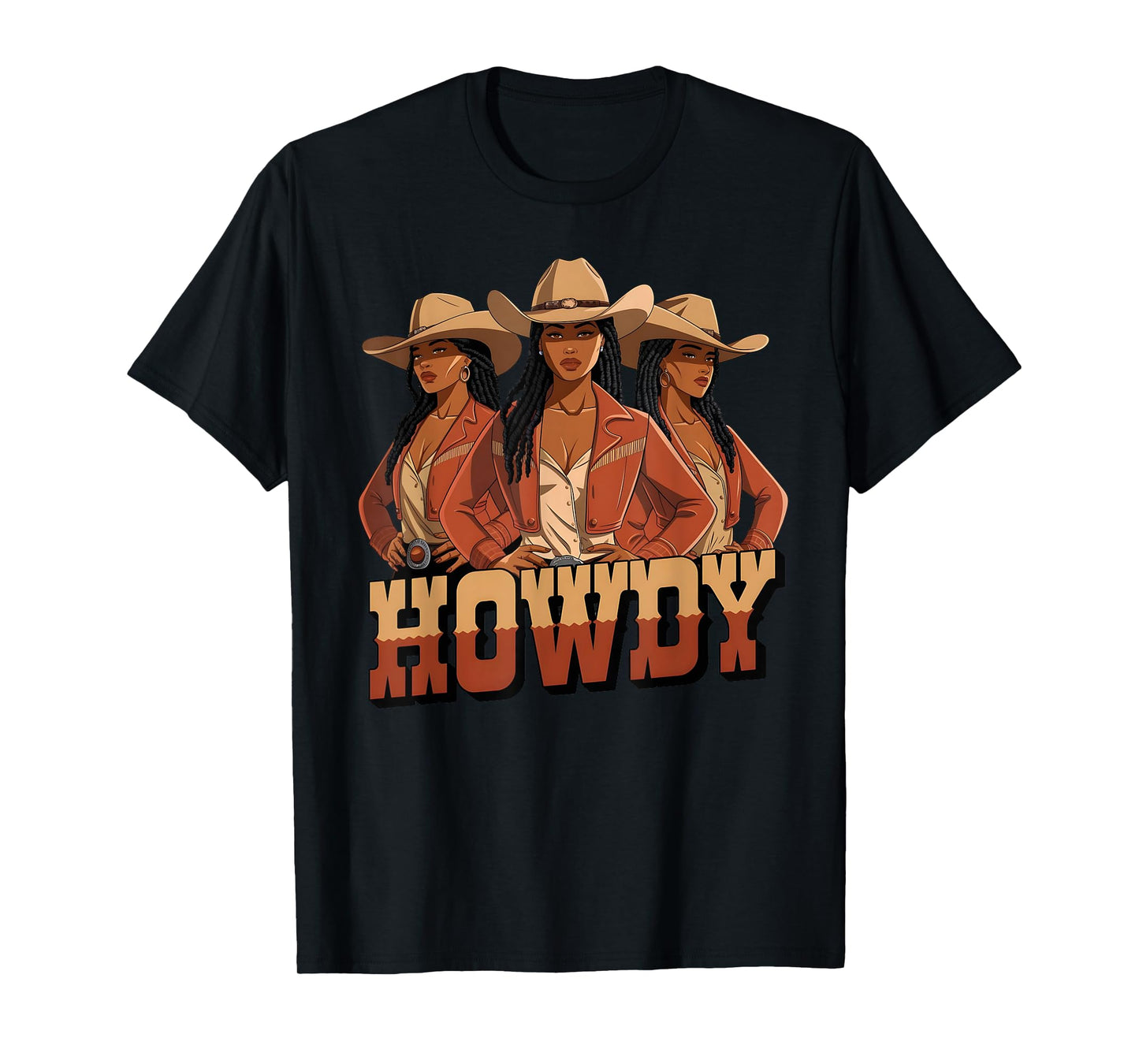 Howdy Retro Western Melanin Black Cowgirl African Women T-Shirt