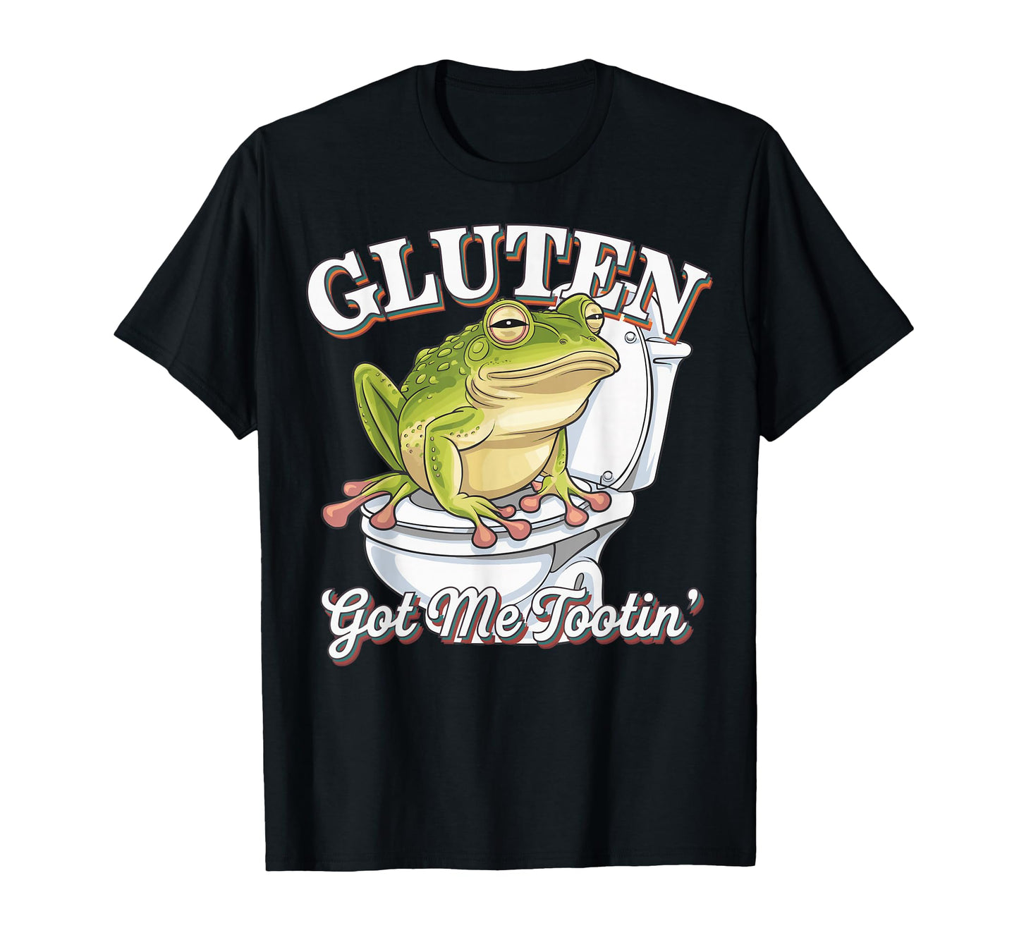 Gluten Got Me Tootin, Funny Gluten Fart Frog T-Shirt