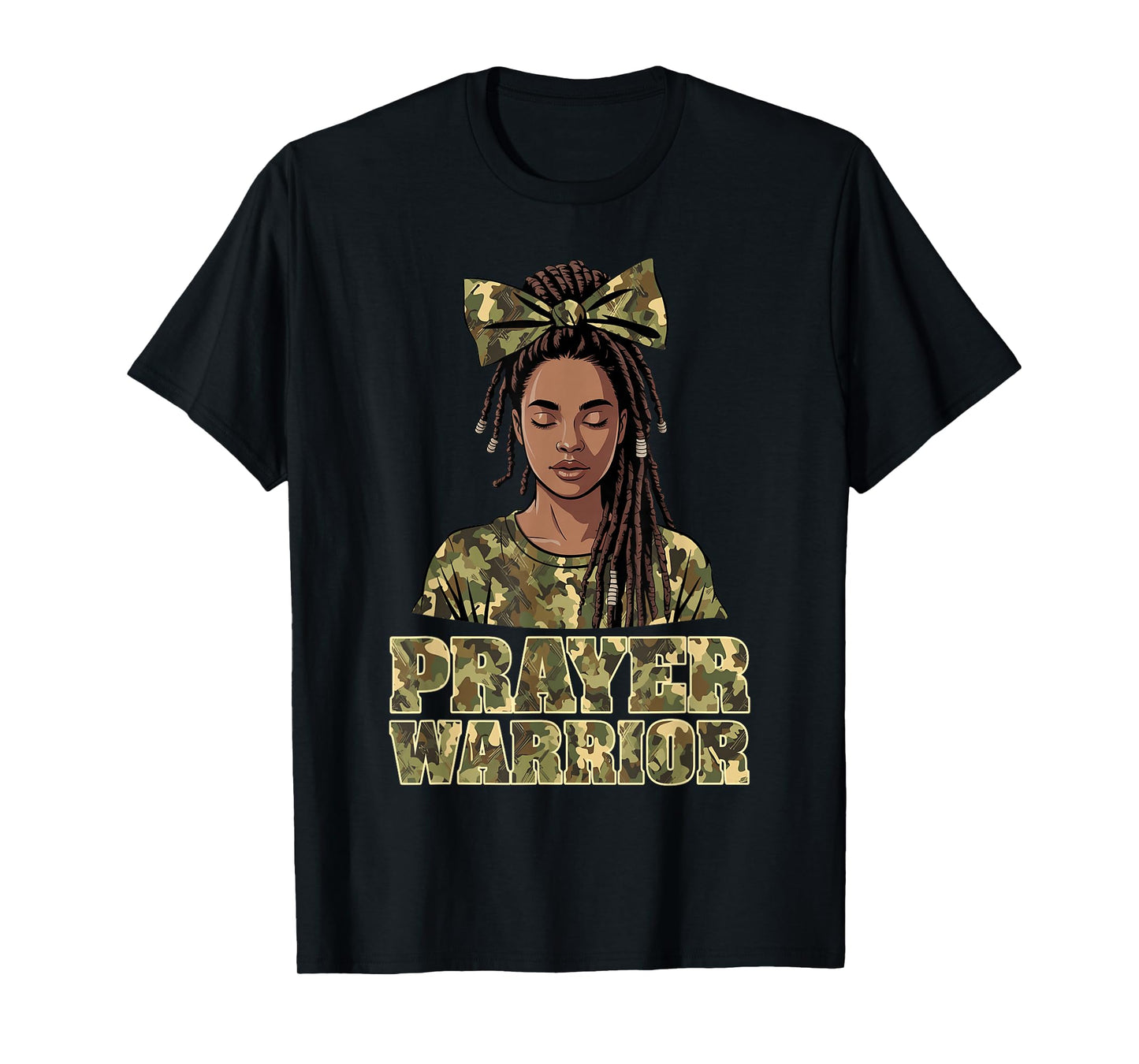 Prayer Warrior Locs Christian Black Woman Camo Bandana T-Shirt