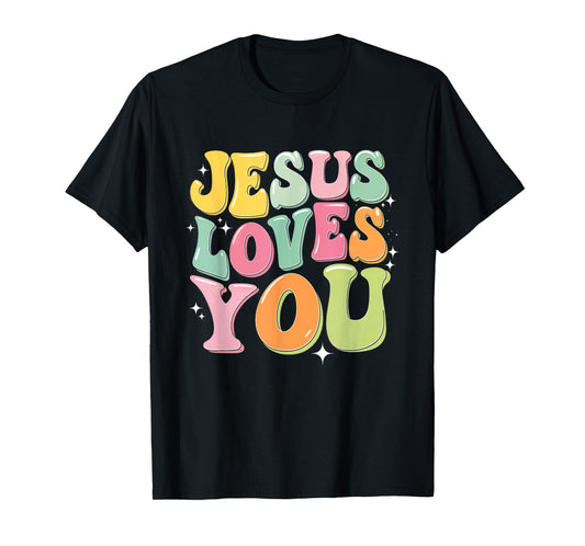 Jesus Loves You Retro Colorful Faith Inspiration T-Shirt