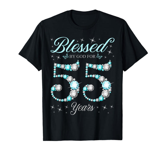 Blessed By God For 55 Years Old 55th Birthday B-Day Party T-Shirt