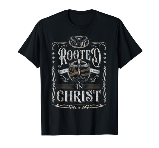 Rooted in Christ Shirt, Jesus Shirts, Cross Christian T-Shirt