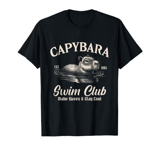 Capybara Swim Club Make Waves Stay Cool Aesthetic T-Shirt
