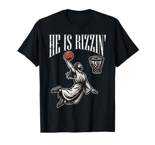 Easter Jesus He Is Rizzen Risen Christian Boys Kids Men Teen T-Shirt