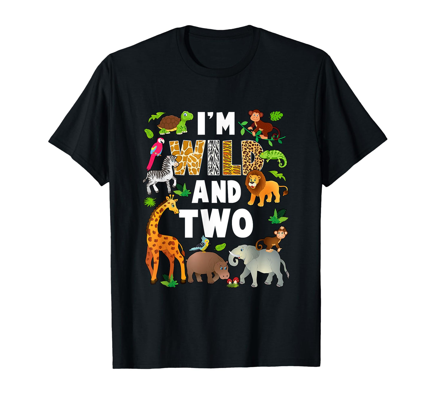 I'm Wild And Two 2 Year Old 2Nd Birthday Safari Jungle T-Shirt