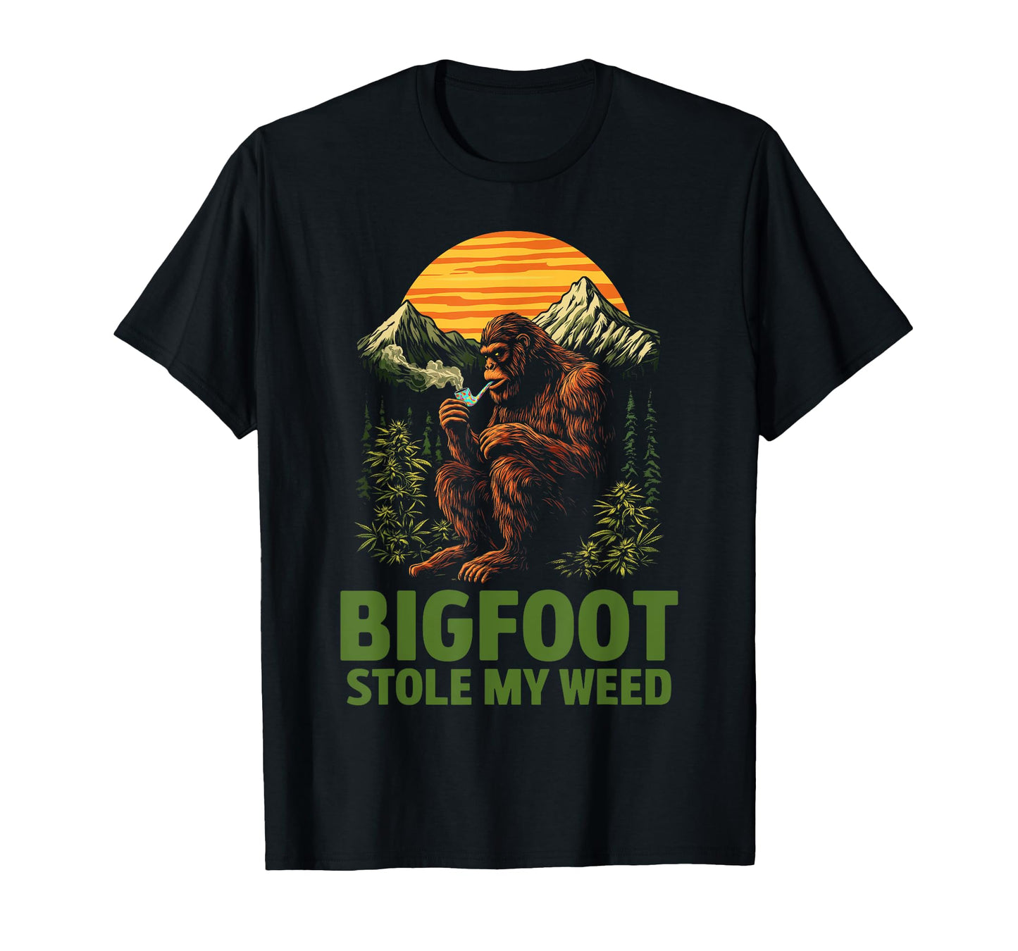 Funny Bigfoot Stole My Weed 420 Marijuana Retro Vintage Men T-Shirt