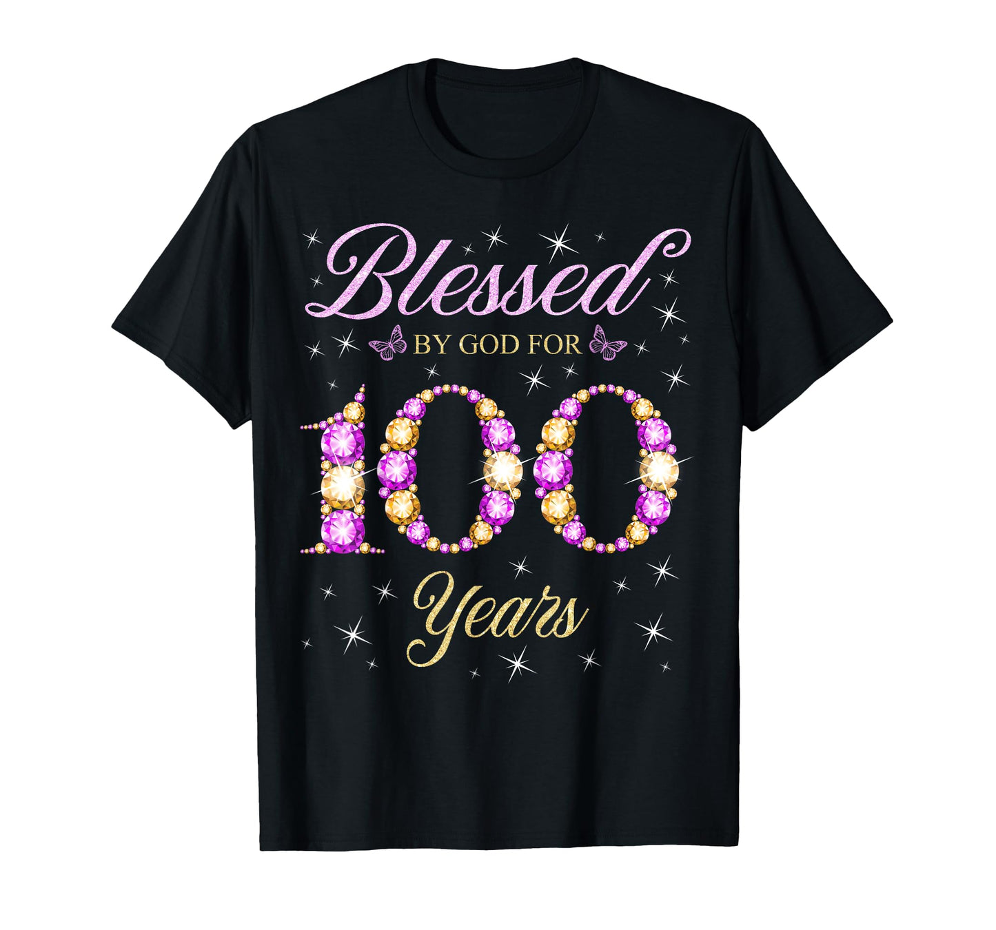 Blessed By God For 100 Years Old 100th Birthday Party Queens T-Shirt