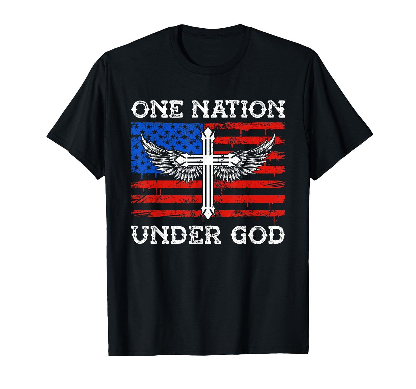 One Nation Under God Jesus Blessed American Flag T-Shirt
