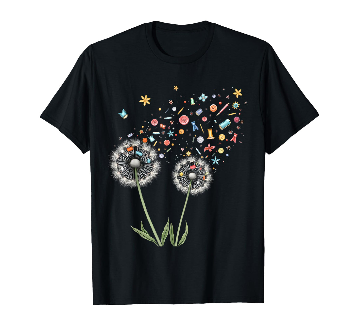 Cute Sewing Dandelion Flowers Quilting Quilter Sewer Tee T-Shirt