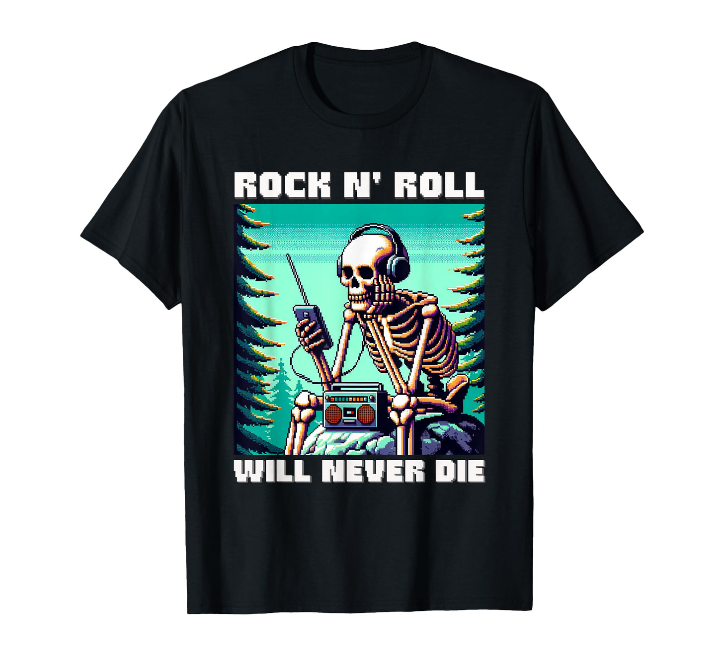 Rock And Roll Soul Will Never Die - Rock n' Roll Skeleton T-Shirt