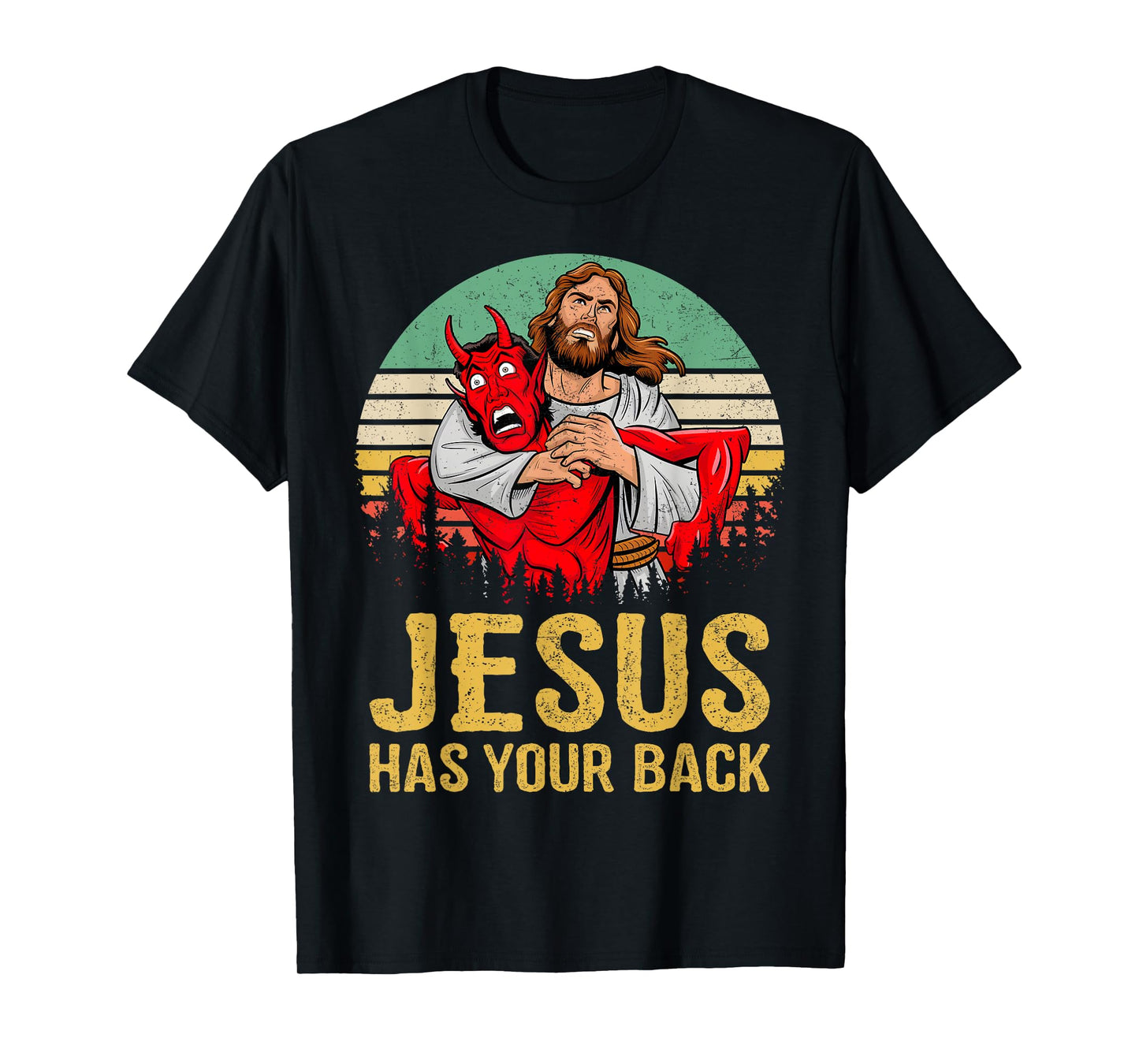 Retro Jesus Has Your Back Jiu Jitsu Christian Men Women T-Shirt
