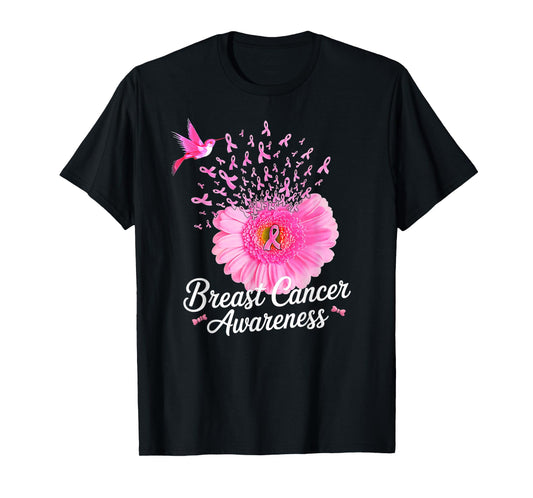 Sunflower Breast Cancer Awareness Pink Ribbon in October T-Shirt