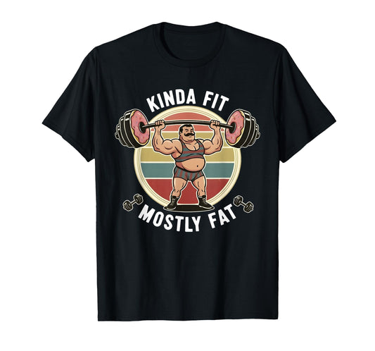 Kinda Fit Mostly Fat Funny Gym Workout Sarcastic Fitness Men T-Shirt